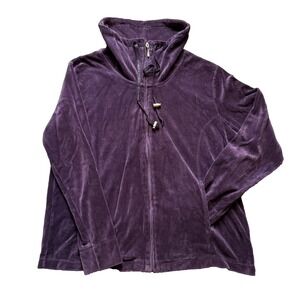 White Stag Long Sleeve Full Zip Sweater Purple Women's Size Large Top Drawstring